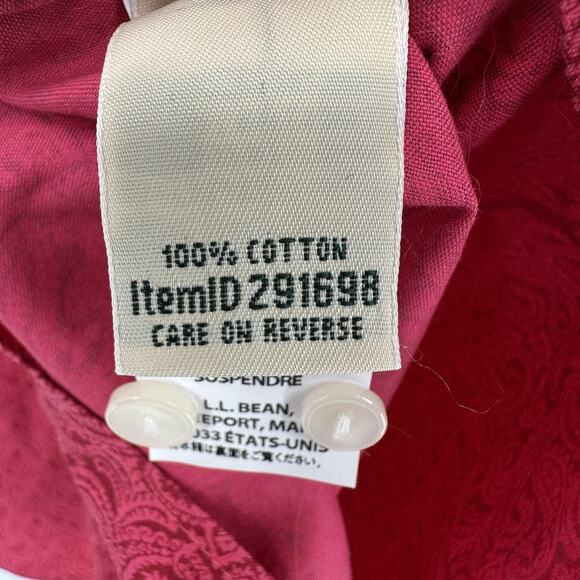 LL Bean Shirt Womens XL Red Paisley Wrinkle Resist Button Front 100% Cotton - Picture 9 of 11